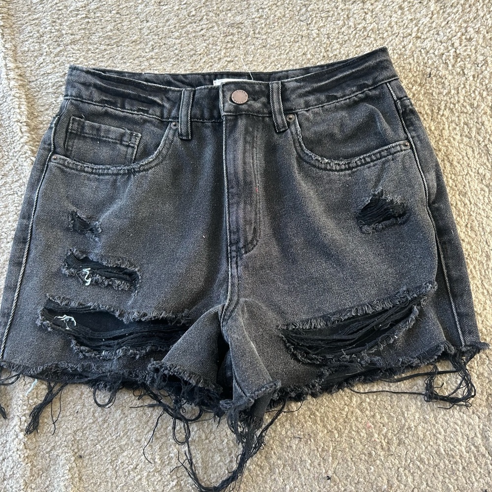 Oneill Distressed Black Denim Shorts sz 28